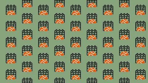 Abstract Pattern of Stylized Calendars on Green Background. Stock Footage 325383021