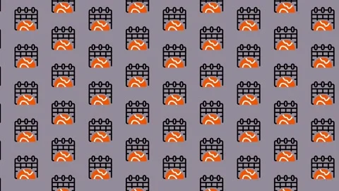 Abstract Pattern of Stylized Calendars with Orange and Black Elements. Stock Footage 325383028