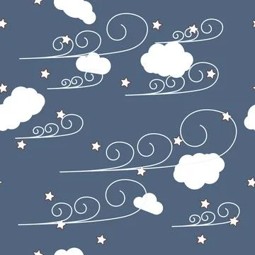 Abstract pattern with stylized clouds and wind. Stock Illustration