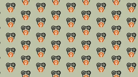 Abstract Pattern of Stylized Faces with Glasses and Moustaches. Stock Footage 325383029