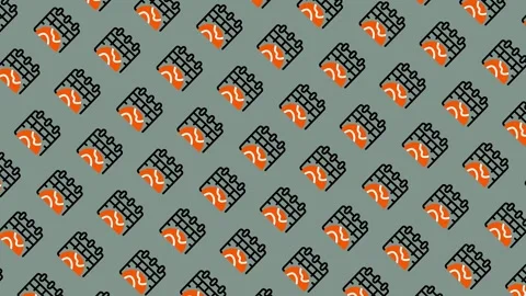 Abstract Pattern of Stylized Fireplace Icons on Gray Background. Stock Footage 325383066