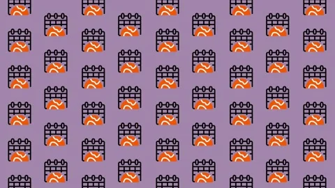 Abstract Pattern of Stylized Fireplaces on Purple Background. Stock Footage 325383064