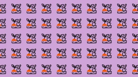 Abstract Pattern of Stylized Flowers on Purple Background. Stock Footage 325383074