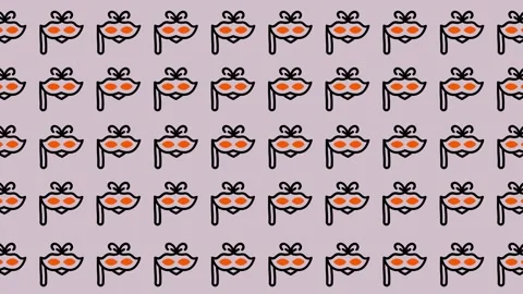 Abstract Pattern of Stylized Masks on a Light Purple Background. Stock Footage 325388033