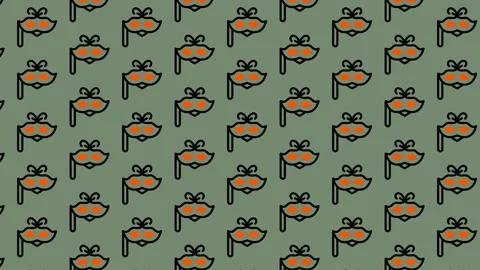 Abstract Pattern of Stylized Orange and Black Shapes on a Green Background. Stock Footage 325388043