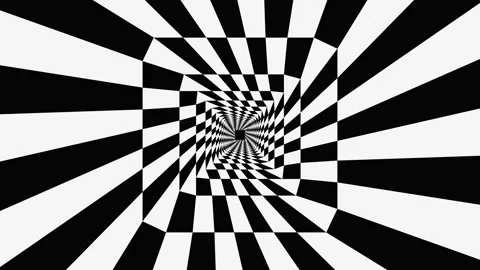 Abstract pattern with swirling black and white squares Stock Footage 337072027