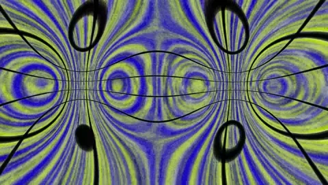 A abstract, pattern of swirling blue, yellow-green, and black lines and shapes 動画素材 323536982