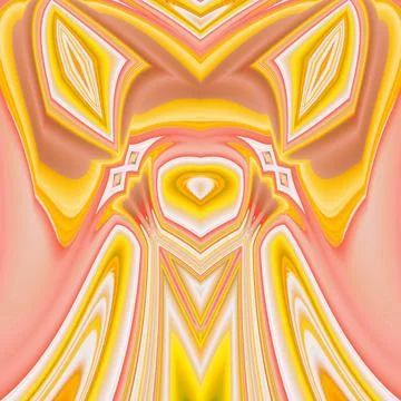 Abstract pattern with symmetric elements in pink and yellow Stockillustratie