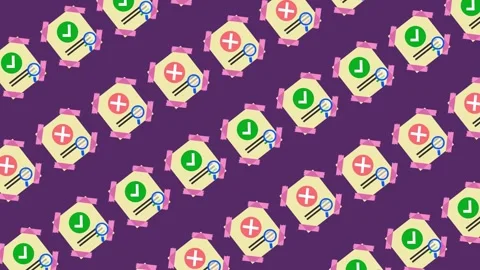 Abstract pattern of task status and audit icons on a purple background animation Stock Footage 332834928