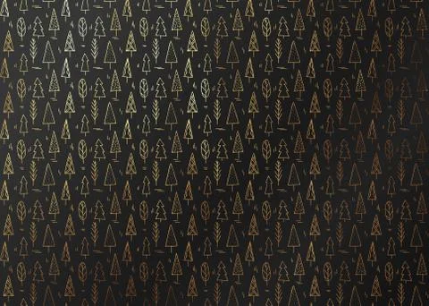 Abstract pattern texture gold forest tree. Vector golden and black background Stock Illustration