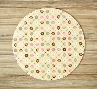Abstract pattern themed round tray on the wooden background Foto stock