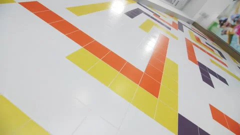 Abstract pattern on tiled wall of public swimming pool Stock Footage 243999993