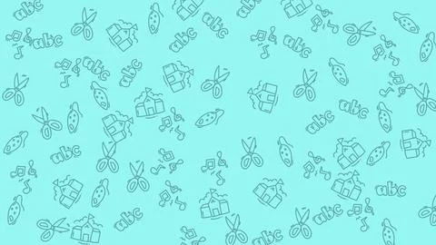 Abstract Pattern of Tiny Blue Objects on a Cyan Background. イラスト素材