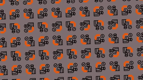 Abstract Pattern with Tractors and Orange Circles Background. Stock Footage 325402055