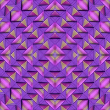 Abstract pattern of triangles with yellow and purple textures. 3d rendering Stock Illustration