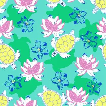 Abstract pattern with turtles 스톡 일러스트