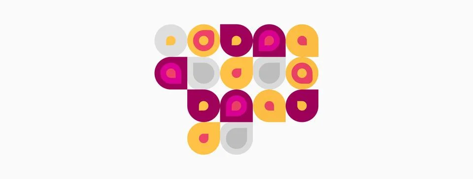 Abstract pattern using circles, varying colorspurple, gold, grayarranged 스톡 일러스트