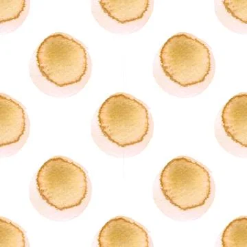 Abstract pattern with of watercolor circles in shades brown and white. Hand Illustrazione stock