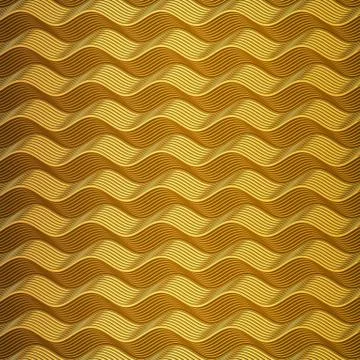 Abstract pattern with wave bend gold lines. 3d render luxury digital texture Stock Illustration