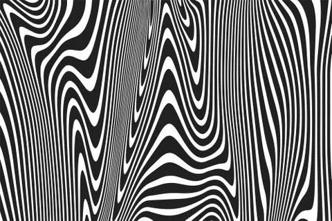 Abstract pattern wavy curve lines ripple black white lines vector background Illustrazione stock