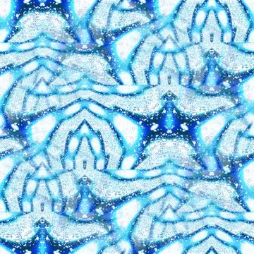 Abstract pattern with wavy lines in blue shades gray and green on white Illustrazione stock