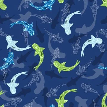 Abstract pattern with whale shark Stock Illustration