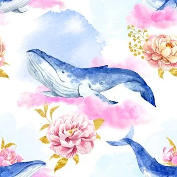 Abstract pattern with whales Stock Illustration