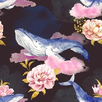 Abstract pattern with whales Stock Illustration