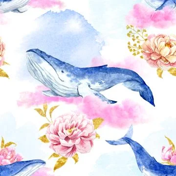 Abstract pattern with whales Stock Illustration