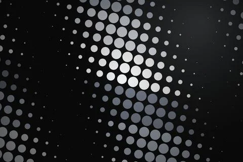 Abstract pattern of white and gray dots on black background Stock Photos