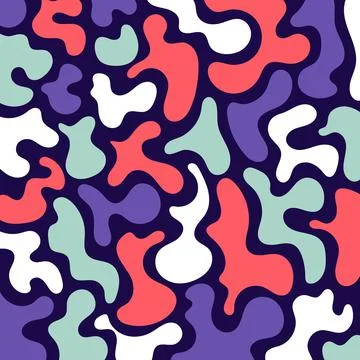 Abstract pattern white, blue, pink, purple color fluid or liquid flowing shap Stock Illustration