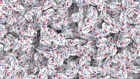 Abstract pattern of white "I Voted" stickers filling the screen Stock Illustration