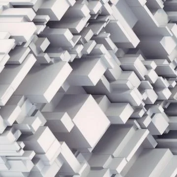 Abstract pattern of white rectangular geometric shapes 3d render illustration イラスト素材