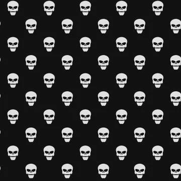 Abstract pattern. White skulls on a black background. Death in the dark. Ve.. 库存插图