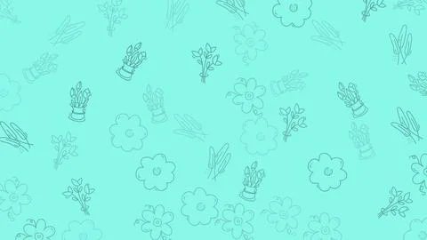 Abstract Pattern of Winter Mittens and Snowflakes on a Teal Background. Illustrazione stock
