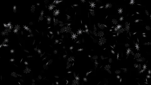 Abstract pattern of winter snowflakes falling on a black background Stock Footage 125220606