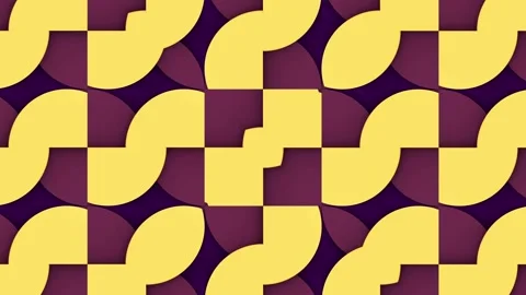 Abstract pattern of yellow and purple semicircles. 3d render loop animation Vídeo Stock 304997368