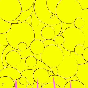 Abstract pattern of yellow circles with purple outlines Stock Illustration