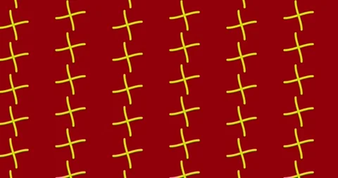 Abstract Pattern of Yellow Plus Signs on a Deep Red Background Stock Footage 309891992