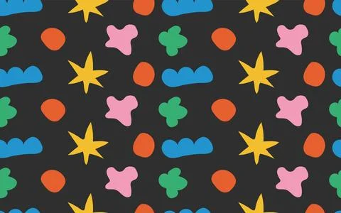 Abstract patterned background with hand-drawn colorful shapes. Stock Illustration