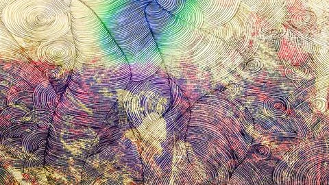 Abstract patterned background with intricate hand-drawn line art, vibrant Stock Illustration