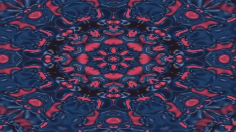 Abstract Patterned Motion Visuals in Deep Blue and Red Kaleidoscopic Swirls Vídeo Stock 328589241
