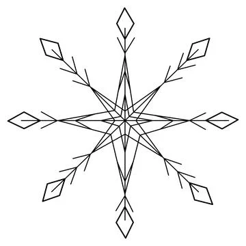 Abstract patterned snowflake with elegance elements in a minimalist style. Line 스톡 일러스트