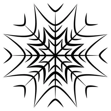 Abstract patterned snowflake. Outline drawing. Silhouette. Line art. Isolate Stock Illustration