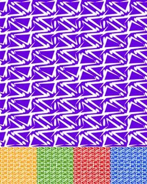 Abstract patterns in 5 colors. Purple, yellow(orange), green, red, and blue i Stock Illustration