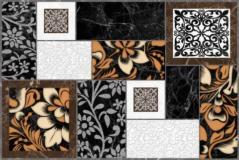 Abstract patterns in black and white. Intricate mosaic design 스톡 일러스트
