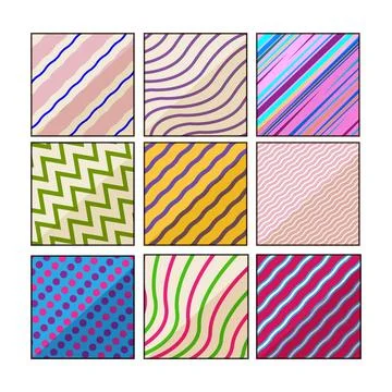 Abstract patterns collection vibrant colorful graphic squares Stockillustratie