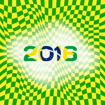 Abstract patterns of color flag of Brazil with inscription 2016 Stock Illustration