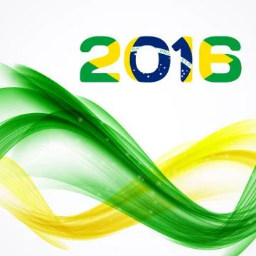 Abstract patterns of color flag of Brazil with inscription 2016. Stock Illustration