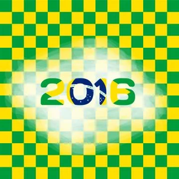 Abstract patterns of color flag  Brazil with inscription 2016. Stock Illustration